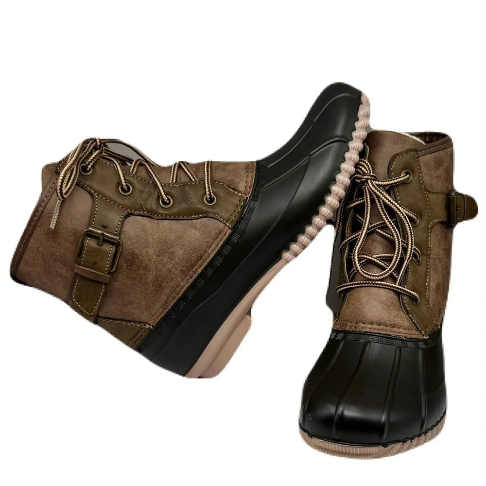 Madden Girl Lacee Duck Boots Women's Waterproof Winter Outdoor Plaid Lined 8M - Picture 4 of 12